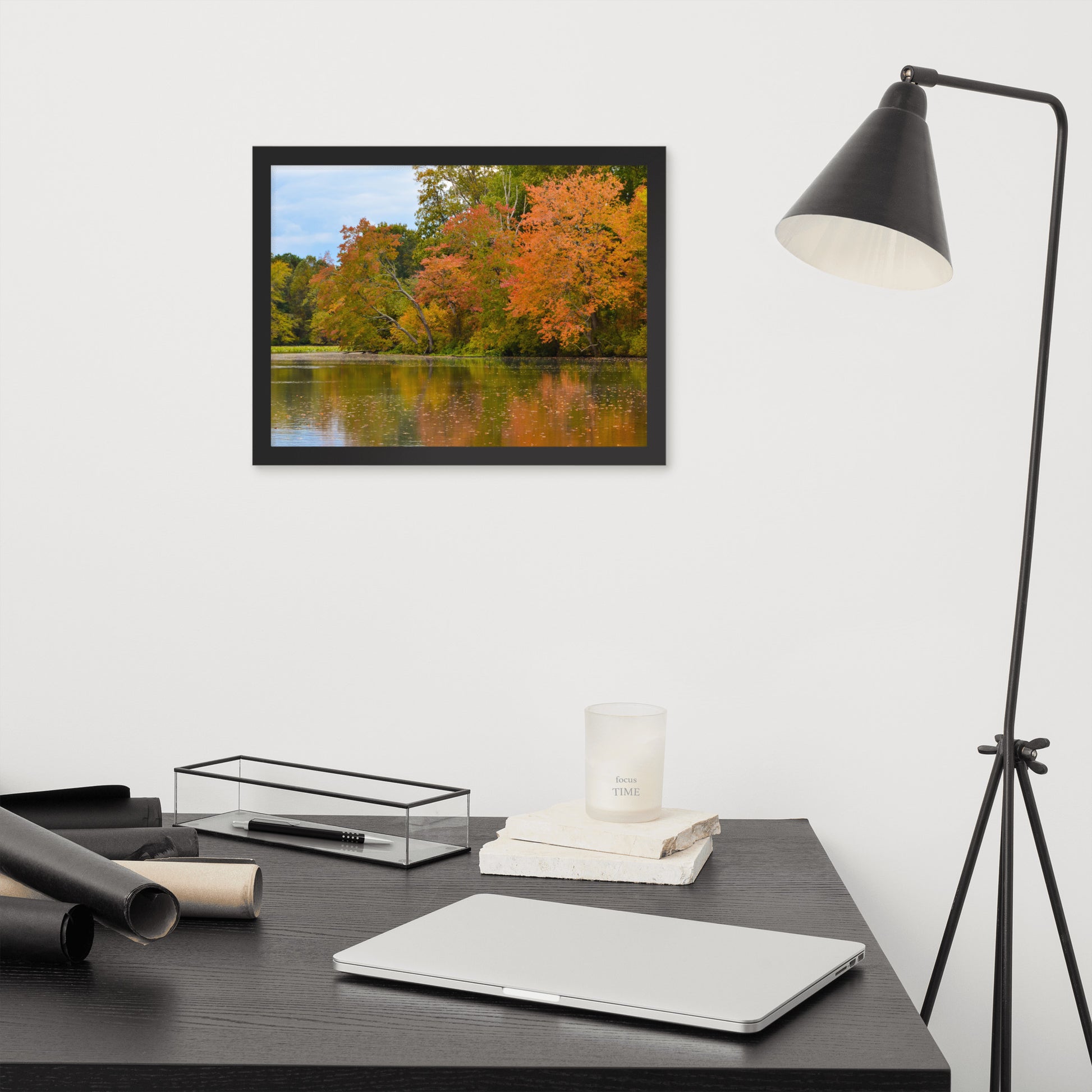 Relaxing Wall Pictures: Autumn Tree Line - Rural / Country Style Landscape / Nature Photograph  Framed Wall Art Print - Wall Decor - Artwork