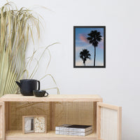 Palm Tree Silhouettes on Blue Sky Botanical Nature Photo Framed Wall Art Print