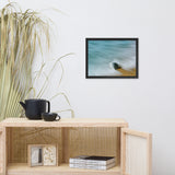 Whelk Seashell and Misty Wave Coastal Nature Photo Framed Wall Art Print