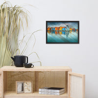 Faux Wood Blue Morning at Waters Edge Framed Photo Paper Wall Art Prints