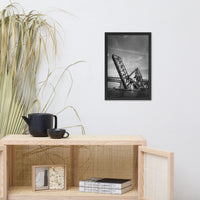 Train Drawbridge Jacksonville 2 Black and White Framed Wall Art Print