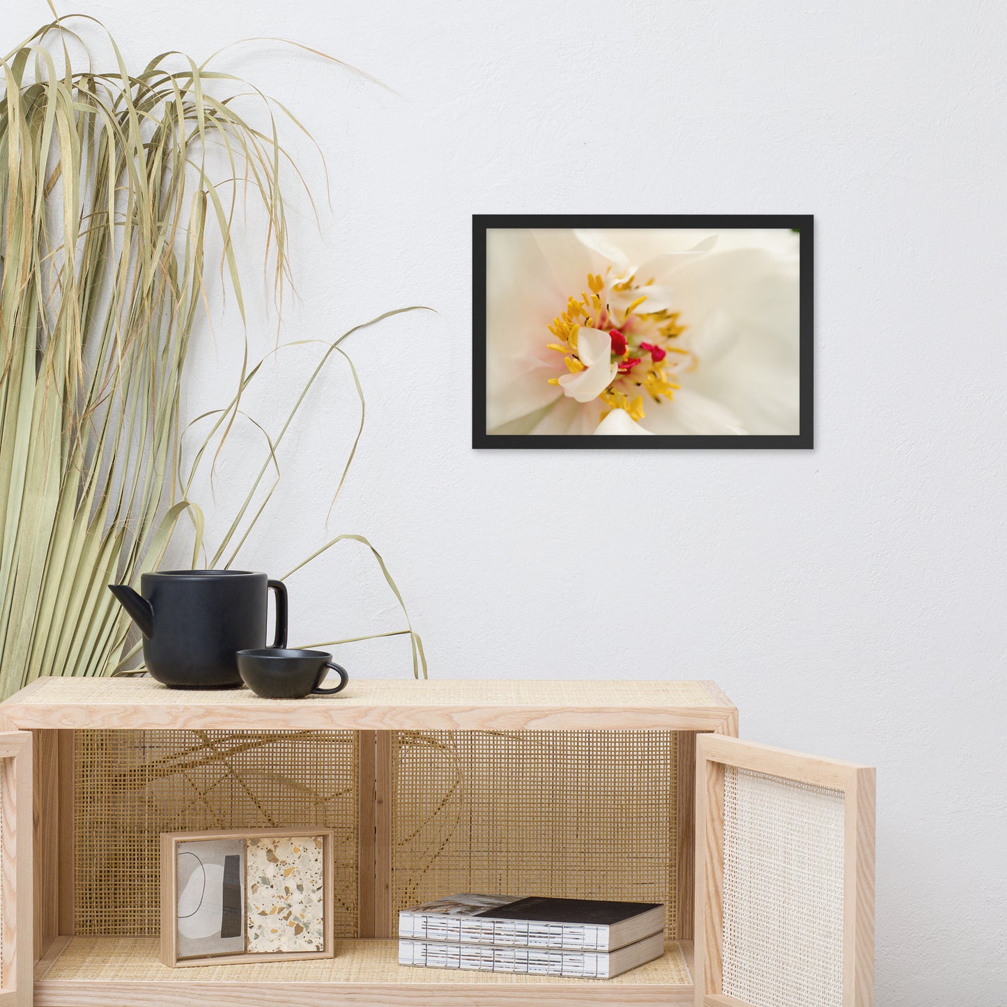 Eye of Peony Floral Nature Photo Framed Wall Art Print