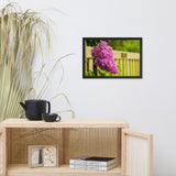 Park Bench with Lilac Floral Nature Photo Framed Wall Art Print