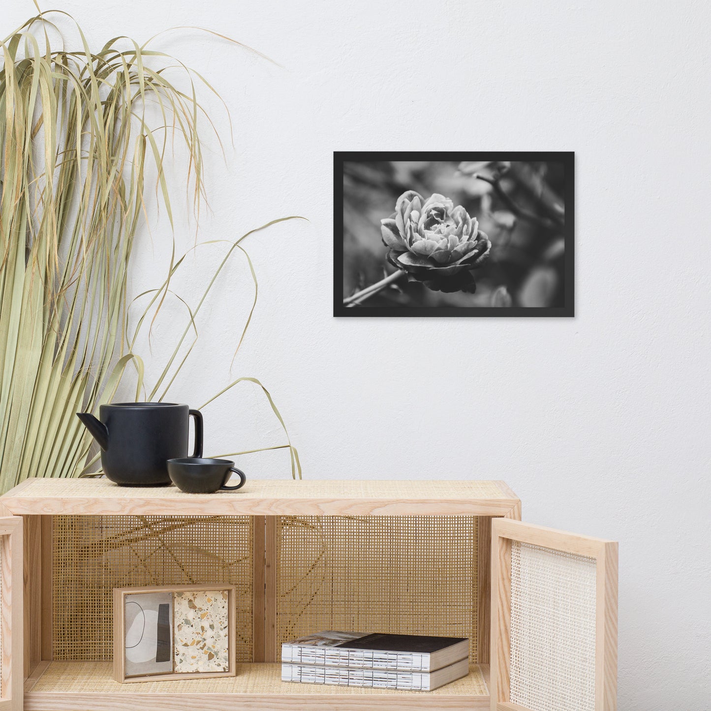 Perfect Petals Black and White Floral Nature Photo Framed Wall Art Print