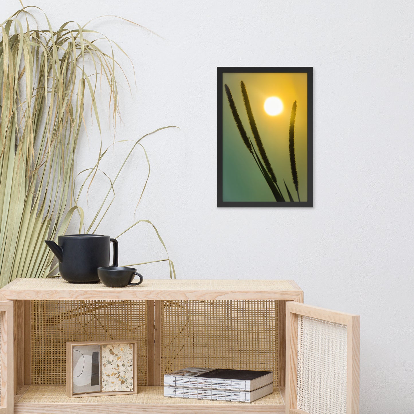 Silhouettes in Sunset Botanical Nature Photo Framed Wall Art Print