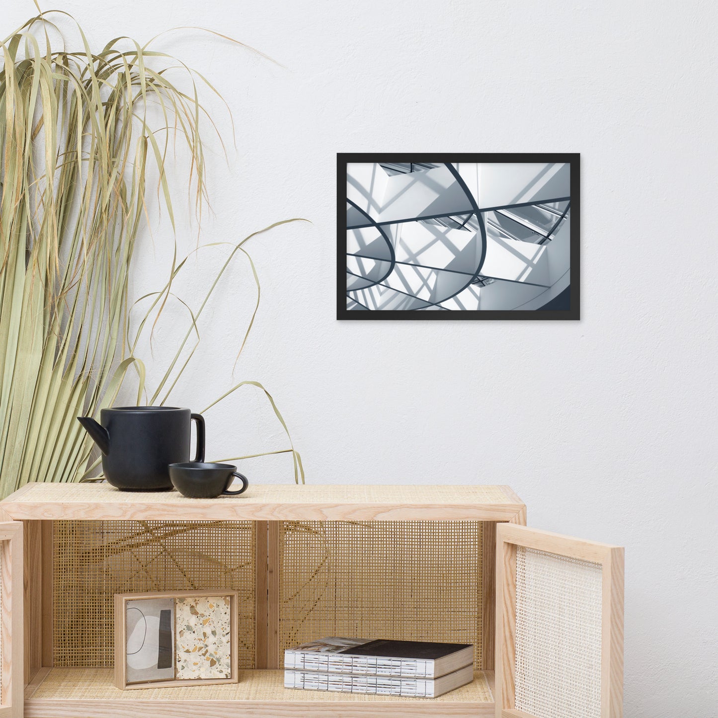 Interwoven Lines Colorized Architectural Photograph Framed Wall Art Print