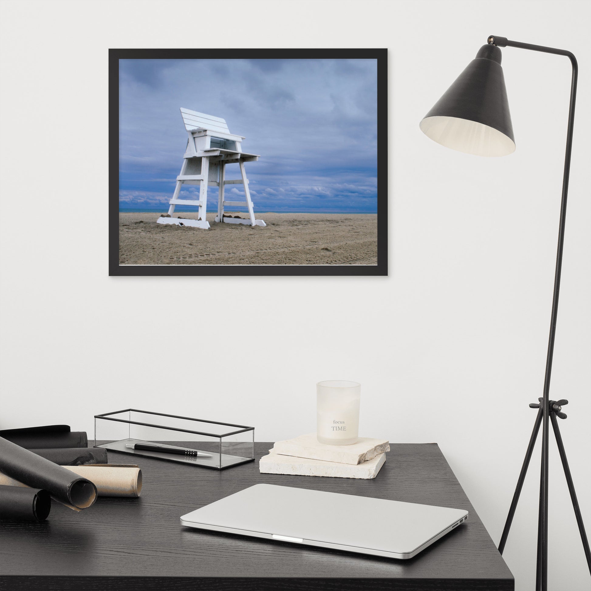Cool Home Office Art: Approaching Storm - Coastal / Beach / Seascape / Nature / Landscape Photo Framed Wall Art Print - Artwork