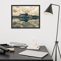 Autumn Reflections Rural Landscape Sepia Framed Photo Paper Wall Art Prints