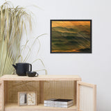 Faux Wood Foggy Mountain Layers at Sunset Landscape Framed Photo Paper Wall Art Prints