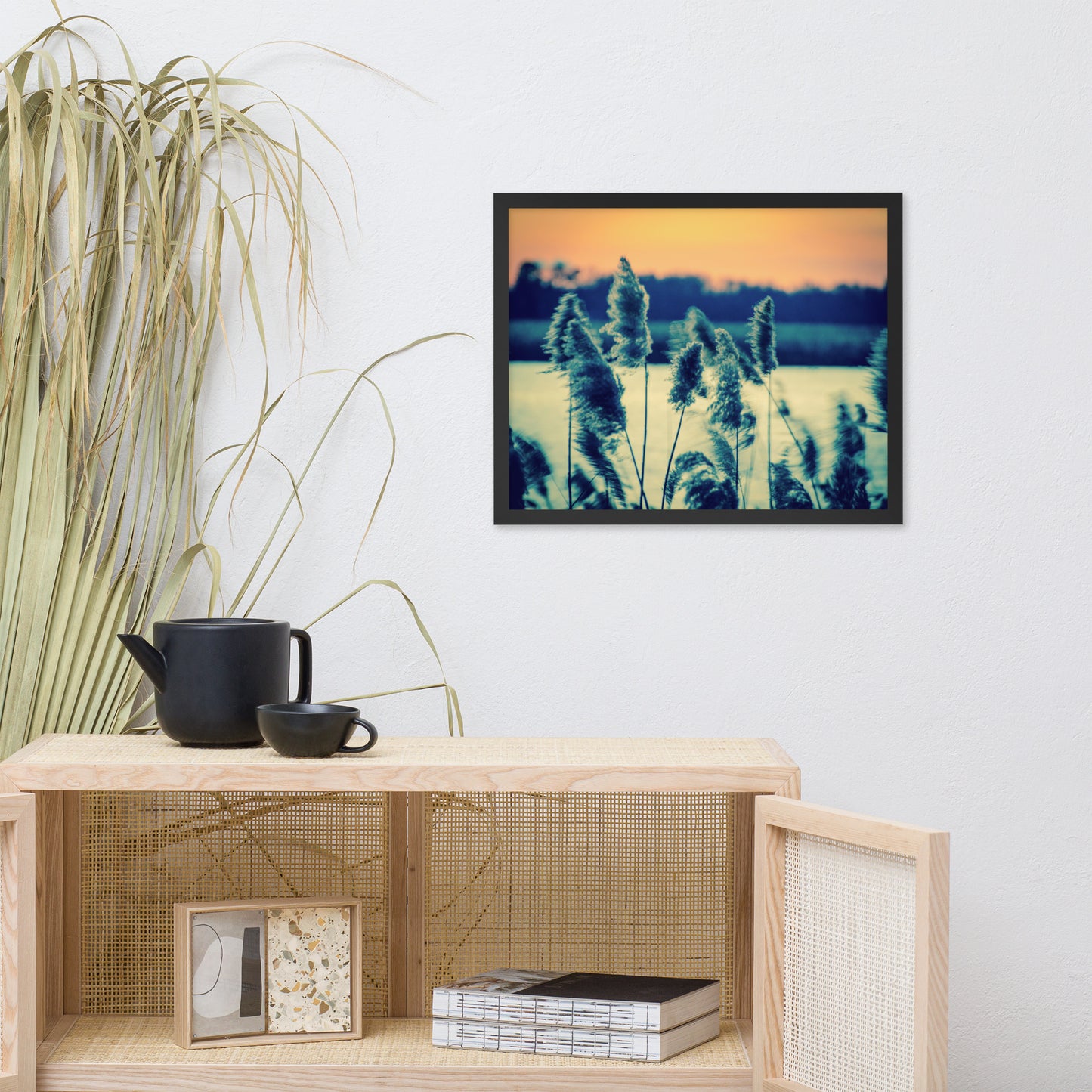 Sunset on the Marsh with Grasses Framed Photo Paper Wall Art Prints