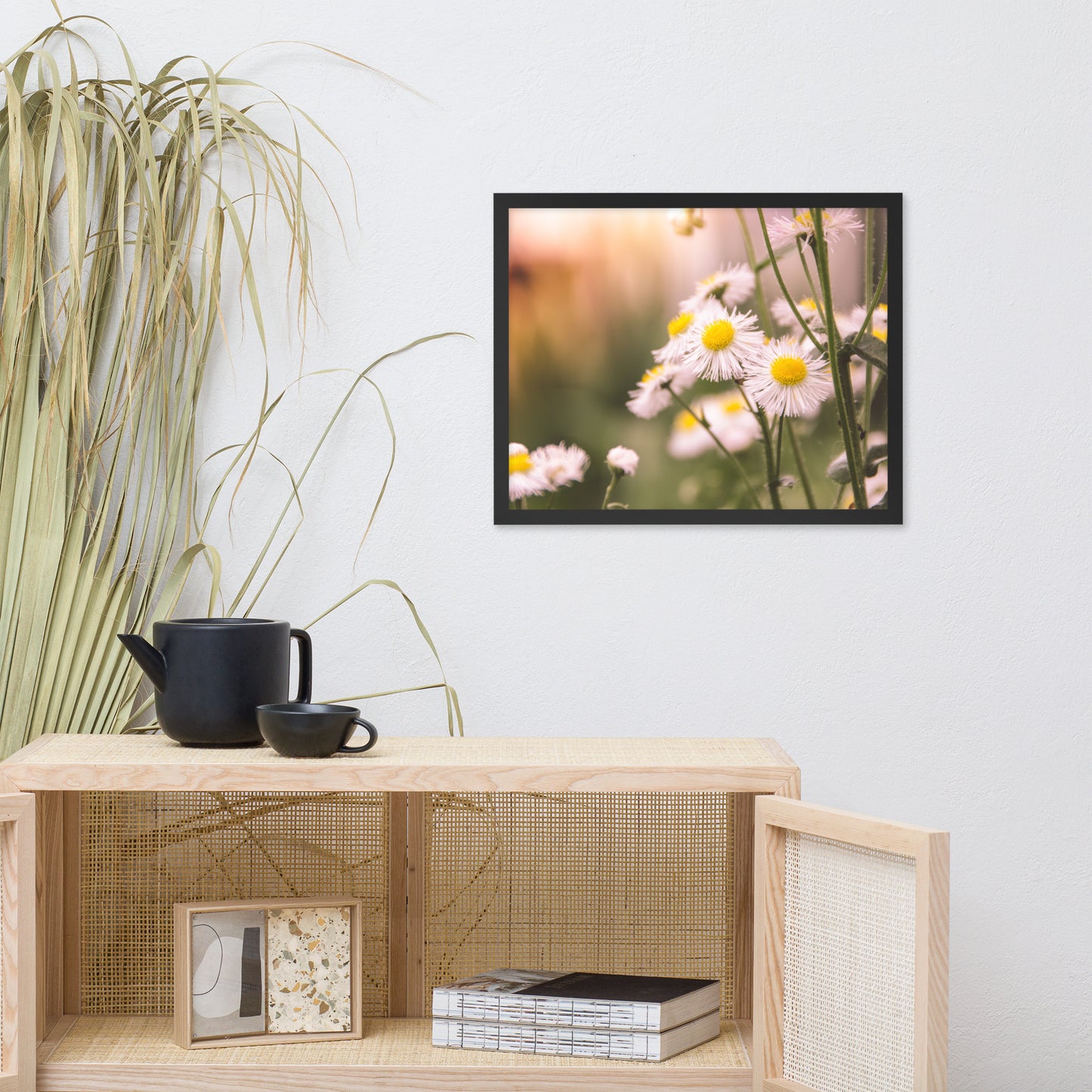 Philadelphia Fleabane Cluster Softened Floral Nature Photo Framed Wall Art Print