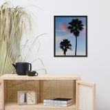Palm Tree Silhouettes on Blue Sky Botanical Nature Photo Framed Wall Art Print