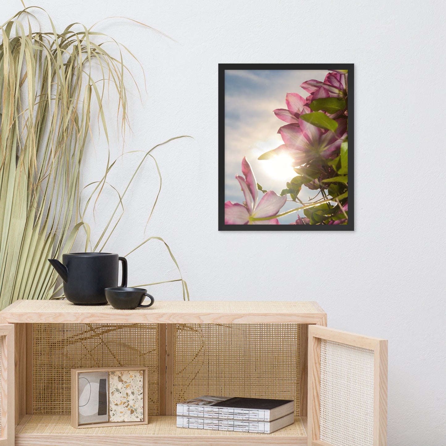 Towering Clematis Floral Nature Photo Framed Wall Art Print