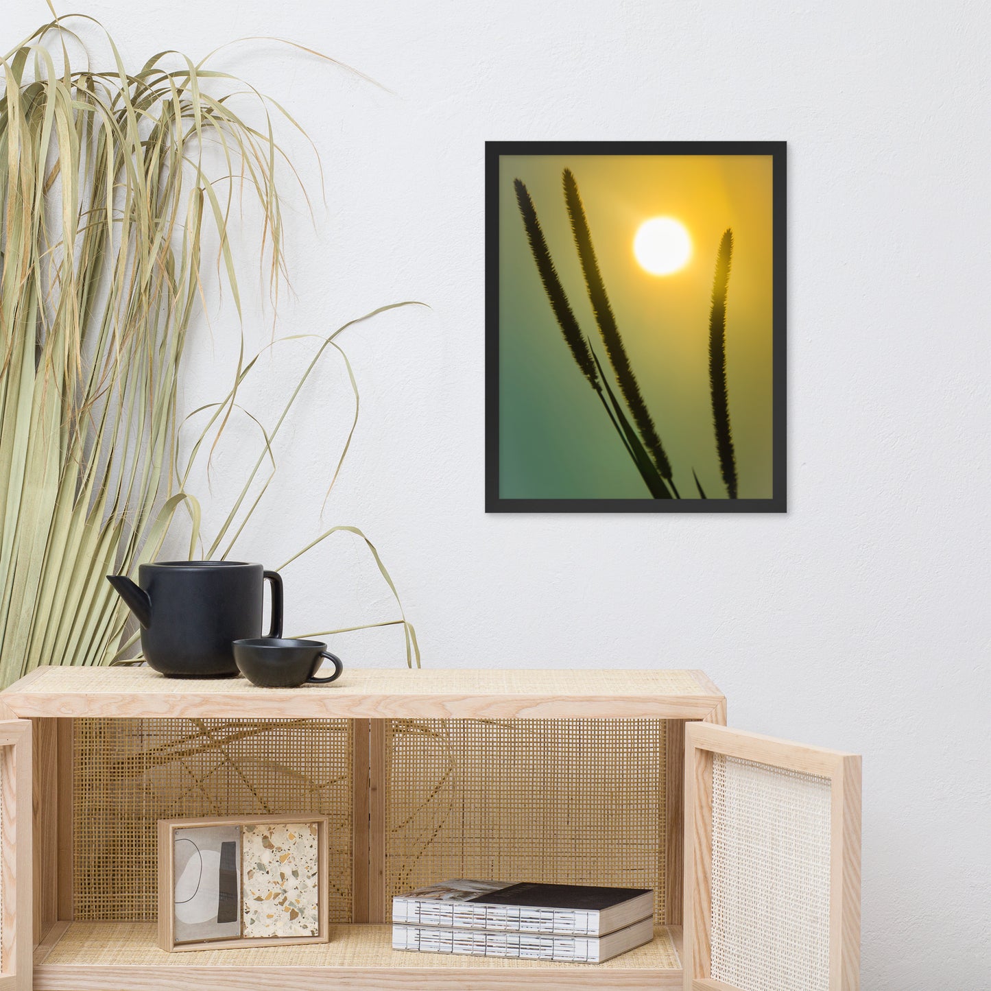 Silhouettes in Sunset Botanical Nature Photo Framed Wall Art Print