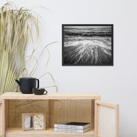 Washing Out to Sea Black and White Coastal Nature Photo Framed Wall Art Print