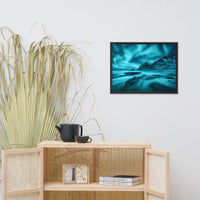 Blue Northern Lights and Mountain Coast Framed Wall Art Prints