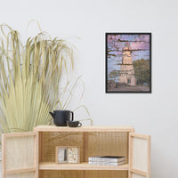 Faux Wood Texture Marblehead Lighthouse at Sunset Framed Photo Paper Wall Art Prints
