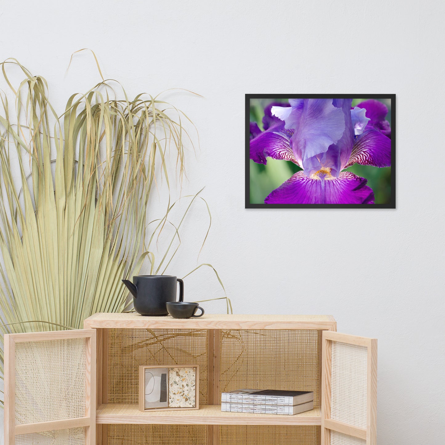 Large Prints For Above Bed: Glowing Iris - Floral / Botanical / Nature Photo Framed Wall Art Print - Artwork - Wall Decor - Modern Home Decor