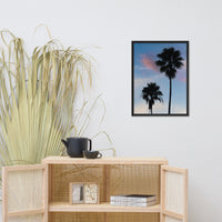 Palm Tree Silhouettes on Blue Sky Botanical Nature Photo Framed Wall Art Print