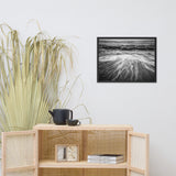 Washing Out to Sea Black and White Coastal Nature Photo Framed Wall Art Print