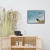 Whelk Seashell and Misty Wave Coastal Nature Photo Framed Wall Art Print