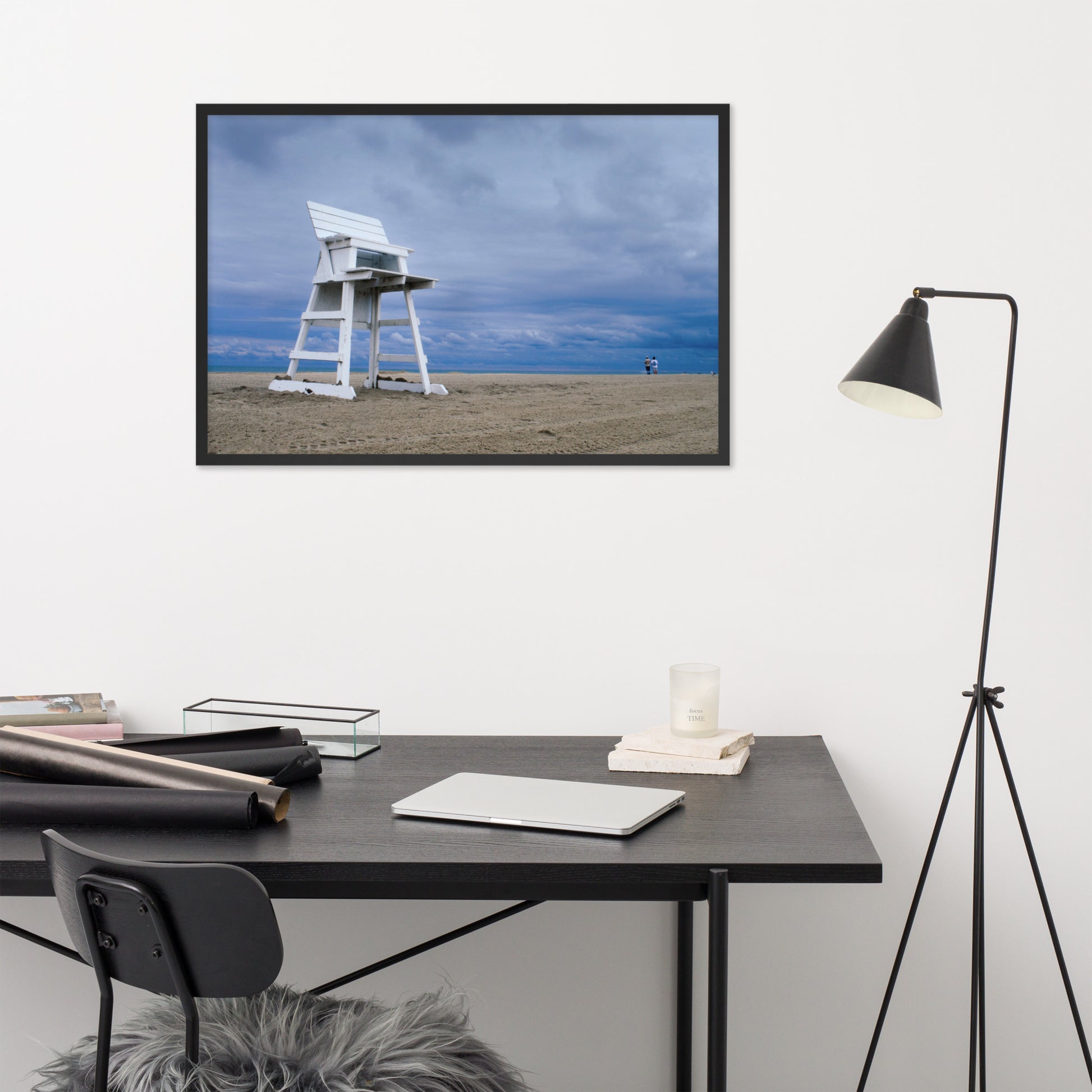 Large Pictures For Office Walls: Approaching Storm - Coastal / Beach / Seascape / Nature / Landscape Photo Framed Wall Art Print - Artwork