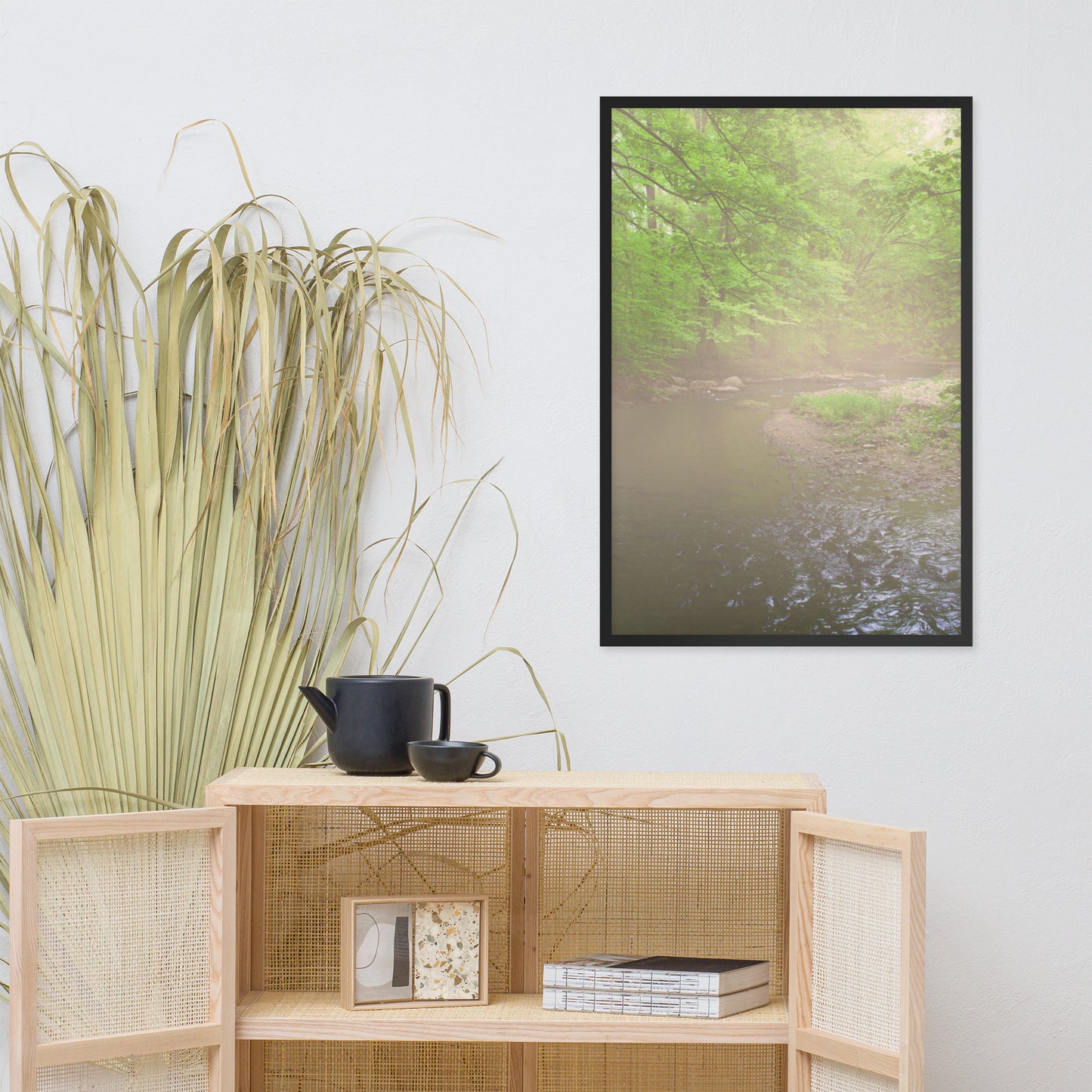 Early Morning Fog on the River Landscape Framed Photo Paper Wall Art Prints