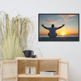 Embrace The Light Sunset Coastal Landscape Photo Framed Wall Art Print