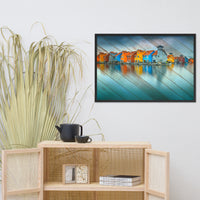 Faux Wood Blue Morning at Waters Edge Framed Photo Paper Wall Art Prints