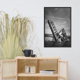 Train Drawbridge Jacksonville 2 Black and White Framed Wall Art Print