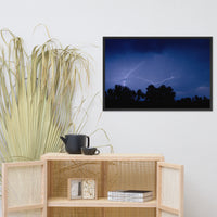 Lightning Over The Valley Urban Landscape Photo Framed Wall Art Print