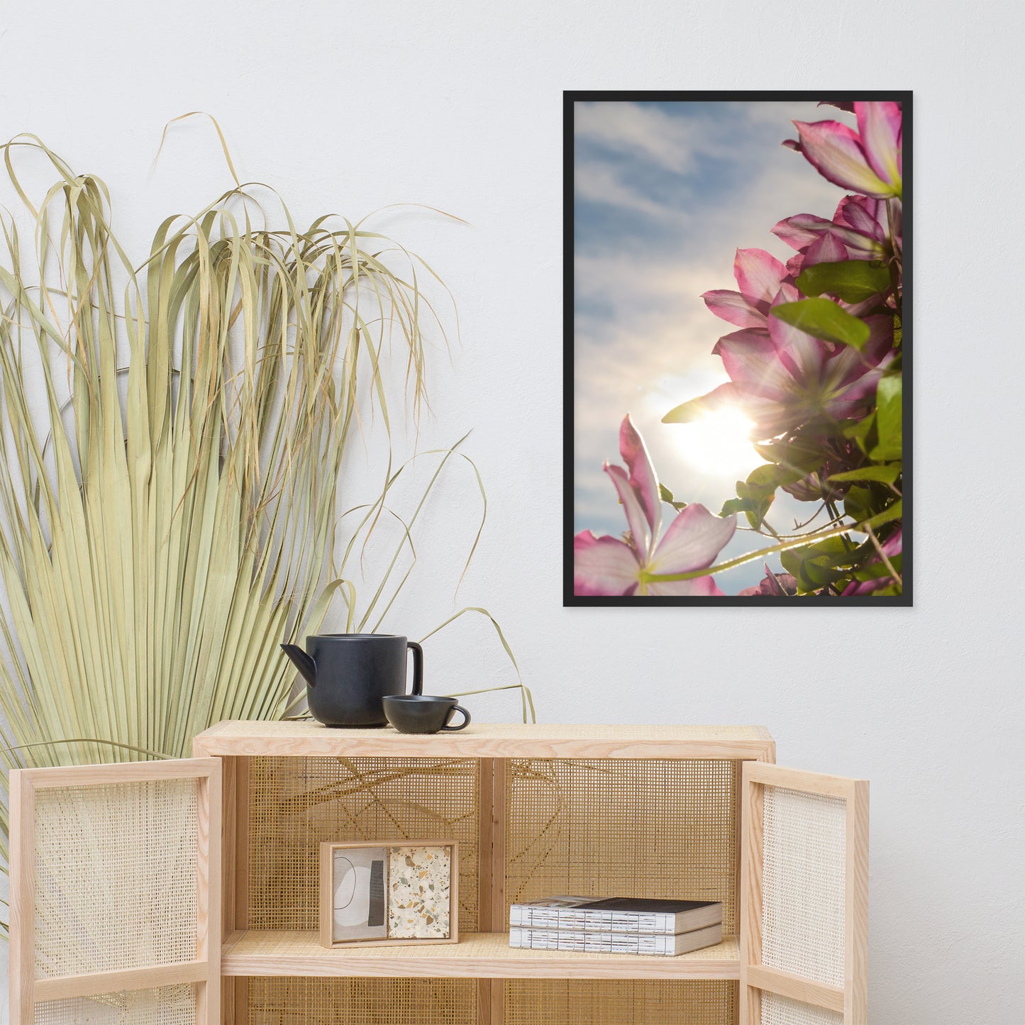 Towering Clematis Floral Nature Photo Framed Wall Art Print