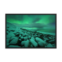 Aurora Borealis Over Ocean in Teriberka Framed Wall Art Prints