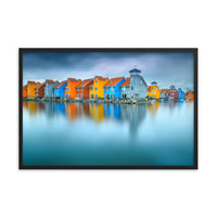 Blue Morning at Waters Edge Landscape Framed Photo Paper Wall Art Prints