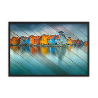 Faux Wood Blue Morning at Waters Edge Framed Photo Paper Wall Art Prints
