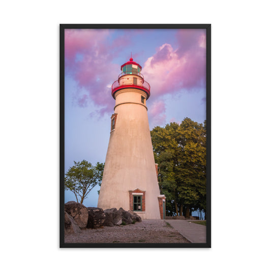 Marblehead Lighthouse at Sunset Landscape Framed Photo Paper Wall Art Prints