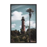 Jupiter Lighthouse Colorized Coastal Landscape Framed Photo Paper Wall Art Prints