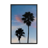 Palm Tree Silhouettes on Blue Sky Botanical Nature Photo Framed Wall Art Print