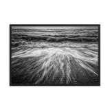Washing Out to Sea Black and White Coastal Nature Photo Framed Wall Art Print