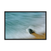 Whelk Seashell and Misty Wave Coastal Nature Photo Framed Wall Art Print