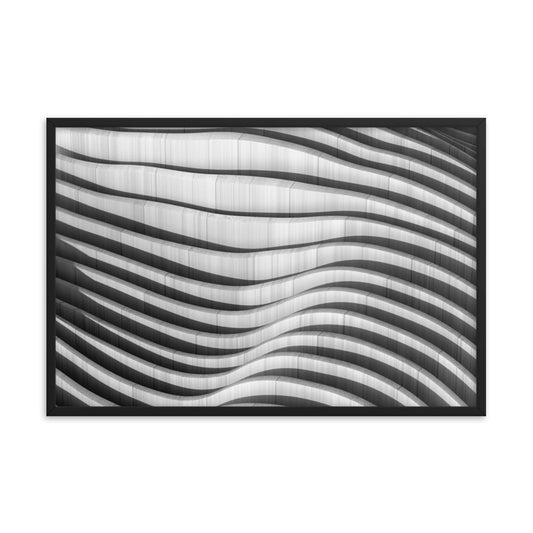 Oceanic Dance Black and White Architectural Photograph Framed Wall Art Print