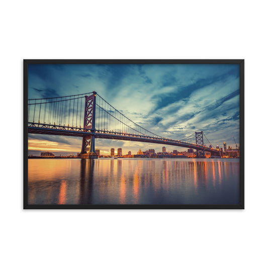 Steel Lace at Dusk Urban Landscape Architectural Photograph Framed Wall Art Print