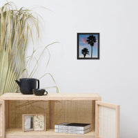 Palm Tree Silhouettes on Blue Sky Botanical Nature Photo Framed Wall Art Print