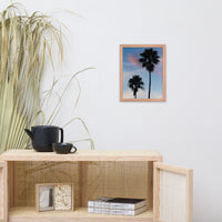 Palm Tree Silhouettes on Blue Sky Botanical Nature Photo Framed Wall Art Print