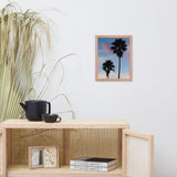 Palm Tree Silhouettes on Blue Sky Botanical Nature Photo Framed Wall Art Print