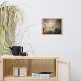 Sepia Aged Rhododendron Blooms Floral Nature Photo Framed Wall Art Print