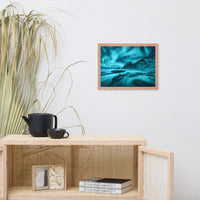 Blue Northern Lights and Mountain Coast Framed Wall Art Prints