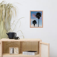Palm Tree Silhouettes on Blue Sky Botanical Nature Photo Framed Wall Art Print