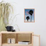 Palm Tree Silhouettes on Blue Sky Botanical Nature Photo Framed Wall Art Print