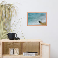Whelk Seashell and Misty Wave Coastal Nature Photo Framed Wall Art Print